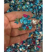 1 CM 50 GR PARLAK ÇİÇEK YAAPRAK DELİKLİ BONCUK OYA YAZMA PULU YAZMA BONCUĞU (Turkuaz)