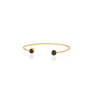 Kadir Jewellery 22 Ayar Altın Kaplama El İşçiliği Zirkon Taşlı Kadın Charm Bileklik (Siyah)