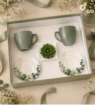Soft Yeşil Mum Hediyeli 2 Kişilik Seramik Türk Kahve Fincanı seti (Model 5) AYN34