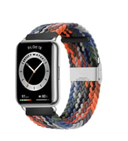 Sneezy Huawei Watch Fit 2 İle Uyumlu Metal Klips Solo Fiberlink Örgü Kordon (Beyaz - Turuncu - Siyah)