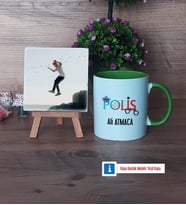 Polis Fotoğraflı Dekoratif Taş, Kupa Bardak Beyaz Hediye (Model 14)