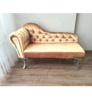 Dekoratif Bihter Koltuk Josefin Puf 110 cm Gümüş Ayak (Vizon)