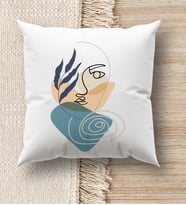 BK Gift Modern Art Tasarımlı Beyaz Kırlent Yastık, Ev Hediyesi, Ev Dekorasyonu, Dekoratif Hediye (Model 3)