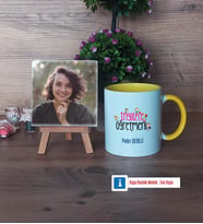 İngilizce Öğretmeni Fotoğraflı Dekoratif Taş, Kupa Bardak Beyaz Hediye (Model 7)