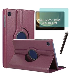 Samsung Galaxy Tab A9 Plus Kılıf Ekran Koruyucu Kalem Set (Mor)