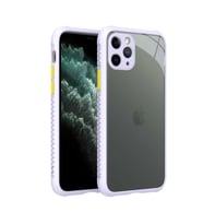 Uyumlu Model Apple iPhone 11 Pro Kılıf Kenar Renkli Sararmaz Şeffaf Kapak (Mor)
