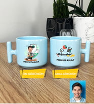 Kişiye Özel Karikatürlü Muhasebeci Hediye Pastel T Kupa Erkek Muhasebeciye Hediye (Mavi)