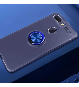Xiaomi Mi 8 Lite Kılıf Mıknatıslı Yüzüklü Standlı Yumuşak Silikon Kapak Ravel (Mavi)