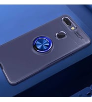 Xiaomi Mi 8 Lite Kılıf Mıknatıslı Yüzüklü Standlı Yumuşak Silikon Kapak Ravel (Mavi)