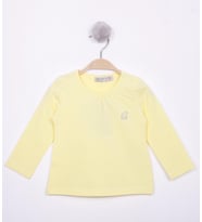 Toontoy Kız Bebek Göğsü Nakışlı T-Shirt (Sarı)