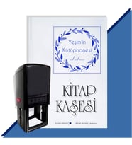 Kişiye Özel Çerçeveli Benim Kütüphanem 4 Tarihli Otomatik Kitap Kaşesi (Mavi)