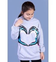Toontoy Kız Çocuk Kapüşonlu Kanguru Cepli Baskılı Sweatshirt ( Gri-Melanj)