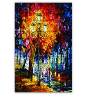 Cakapuzzle Akşam Yol Ağaçlar Yağlı Boya Puzzle Yapboz MDF (Ahşap) (500 Parça)