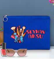 BK Gift Kişiye Özel İsimli-3 Astarlı Portföy Çanta 30x21cm(12 Renk Seçeneği), Baskılı El Çantası, Organizer Çanta (Mavi)