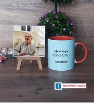 Anneanneye Hediye Fotoğraflı Dekoratif Taş, Kupa Bardak Beyaz Hediye (Model 13)
