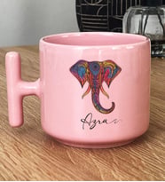 Kişiye Özel Etnik Fil Hediye Pastel T Kupa Arkadaşa Hediye (Pembe)