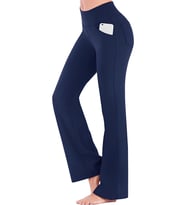 Ghassy Co. Kadın Bootcut Yüksek Bel Yoga Egzersiz 4 Cepli Karın Kontrolü İspanyol Paça Tayt  (Lacivert)