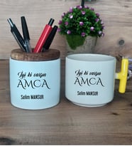 İyi Ki Varsın Amca Hediye Sepeti Kupa Bardak T Kulplu, Kalemlik Hediyeleri Amcaya Doğum Günü Hediyesi (Model 5)