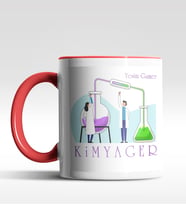 Kişiye Özel Kimyager Tasarımlı Siyah Kupa (Kırmızı-Beyaz)
