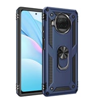 Xiaomi Redmi Note 9 Pro 5G Uyumlu Kılıf Standlı Manyetik Yüzüklü Military Magnetic Ring Polycarbonate and TPU Case (Lacivert)