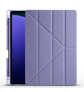 Galaxy Tab S9 Plus Kılıf Tri Folding Kalem Bölmeli Standlı Kılıf (Mor)