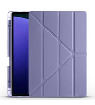 Galaxy Tab S9 Plus Kılıf Tri Folding Kalem Bölmeli Standlı Kılıf (Mor)