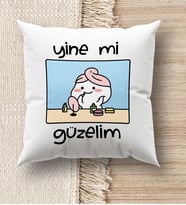 BK Gift Esprili Beyaz Kırlent Yastık, Ev Hediyesi, Ev Dekorasyonu, Dekoratif Hediye (Model 6)