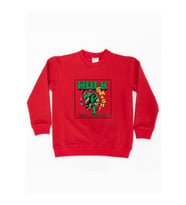Hulk baskılı pamuklu kumaş çocuk sweatshirt (Kırmızı)