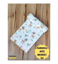Desenli Müslin Kız Erkek Bebek Battaniyesi Oeko-texli %100 Pamuklu D Puset Örtüsü Yenidoğan 90x80cm (Sarı)