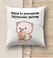 BK Gift Esprili Beyaz Kırlent Yastık, Ev Hediyesi, Ev Dekorasyonu, Dekoratif Hediye (Model 11)