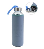 Deri Kılıflı 500 Ml Cam Matara (Mavi)