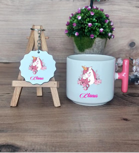 Unicorn Hediye Seti Kupa Bardak T Kulplu ve Anahtarlık Kız Çocuğuna Arkadaşa Sevgiliye Doğum Günü Hediyesi (Model 4)
