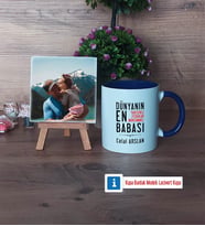 Babalar Günü Hediyesi Fotoğraflı Dekoratif Taş, Kupa Bardak Beyaz Hediye (Model 3)