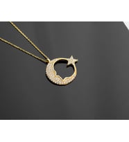 925 Ayar Gümüş Atatürk Silueti Ay Yıldız Kolye (Gold)