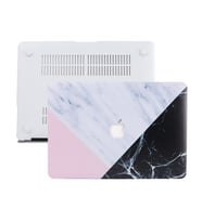 MacBook Pro Retina Kılıf HardCase A1425 A1502 2012/2015 Uyumlu Kılıf Mermer09 (Rose-Siyah)