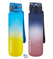 Uzspace 2'li Tritan Matara Seti 1000ml BÜYÜK BOY Çift Renk Softtouch FF Collection Tritan Su Matarası (Lacivert)