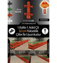 Uzunluk - Köşe - Kenar Tamamlama Çiti (32 Cm Yükseklik Çit ile Uyumludur) (Kahverengi)