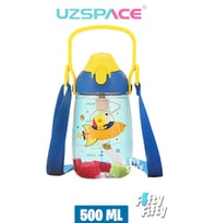 Uzspace Pipetli 500 Ml Boyun Askılı Tritan Çocuk Su Matarası -Kutulu- FFUZ2201500  (Mavi)