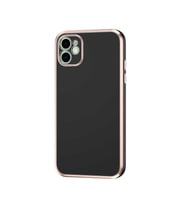 Apple iPhone 12 Kılıf Zore Bark Kenarları Altın Renk Kılıf (Siyah)