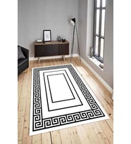 Dijital Baskılı Yıkanabilir Kaymaz Modern Renkli Salon Halısı Mutfak Halısı Yolluk ND-HY-976 (Siyah)