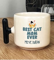 Kişiye Özel Best Cat Mom Ever Hediye T Kupa Bardak En İyi Kedi Annesi (Siyah)
