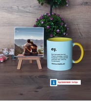 Eşe Hediye Fotoğraflı Dekoratif Taş, Kupa Bardak Beyaz Hediye (Model 7)