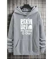 Beyim Ne Derse O Olur Katlamalı Sweatshirt (Gri)