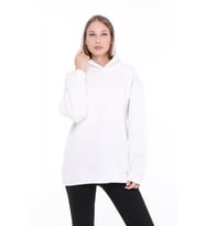 Pastelastore Pamuklu Kapüşonlu 3 İplik Şardonlu Kalın Oversize Sweatshirt (Ekru)