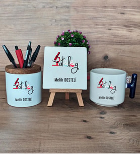 Patalog Hediye Sepeti Kupa Bardak T Kulplu, Kalemlik ve Dekoratif Taş Tıp Bayramı Hediyesi  (Model 2)