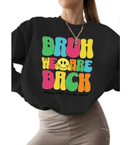 unisex kalın Sweatshirt Bej bisiklet yaka 3 iplik şardonlu erkek Kardeşim geri döndük okulun i·lk (Siyah)