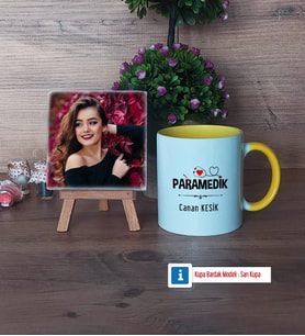 Paramedik Fotoğraflı Dekoratif Taş, Kupa Bardak Beyaz Hediye (Model 7)