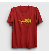 Presmono Unisex Haki Five Arctic Monkeys T-Shirt 13401tt (Kırmızı)