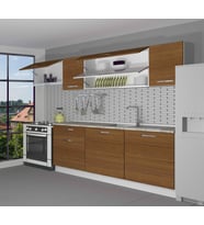 Decoraktiv Ekol 240 MDF Hazır Mutfak Dolabı - Tezgah Dahil - Parlak Beyaz (Ceviz)