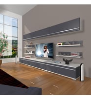 Decoraktiv Eko 8y Mdf Tv Ünitesi Tv Sehpası (Beyaz - Antrasit)